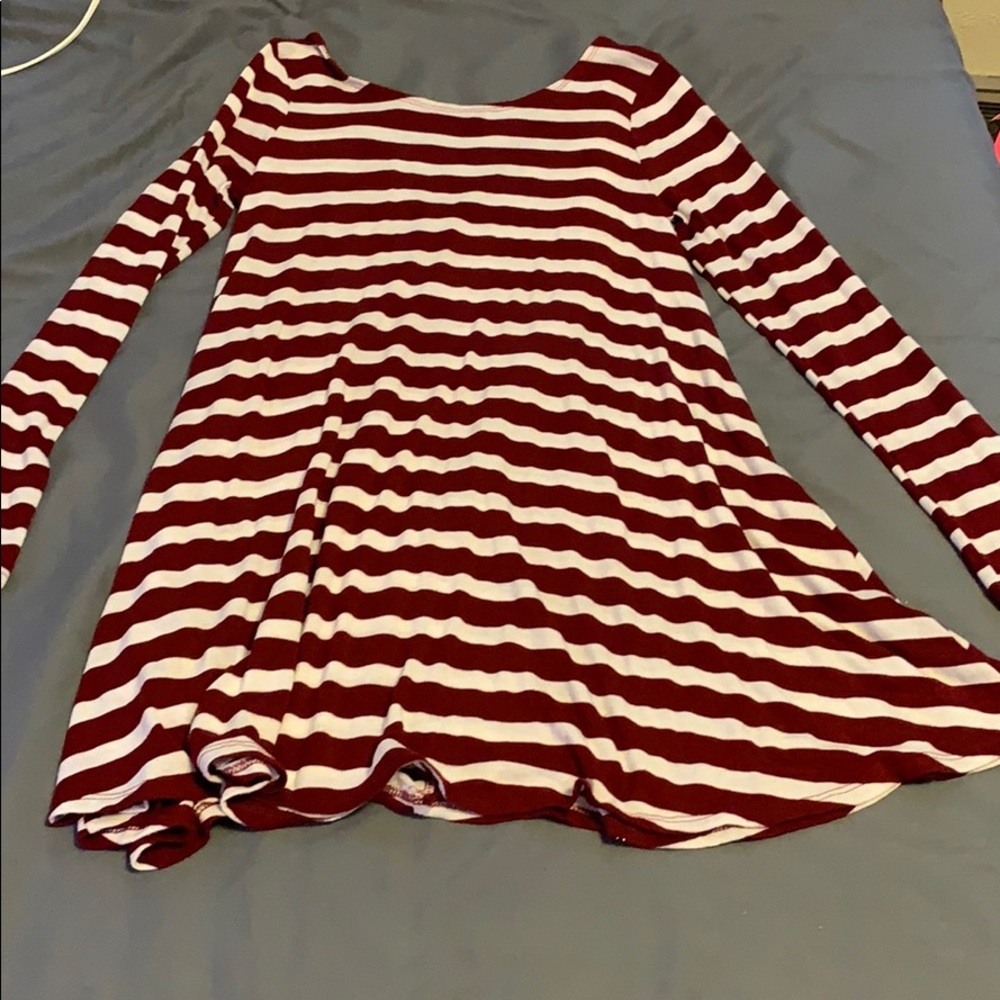 Long sleeve red and white dress